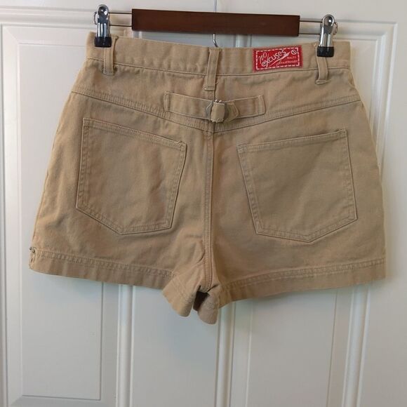 No Excuses khaki color five pocket denim shorts with back buckle - Picture 6 of 10